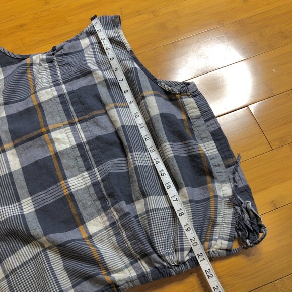 REI Plaid Linen Hemp Sleeveless Country Top Natural Soft Tank Shirt Breathable - Picture 6 of 11